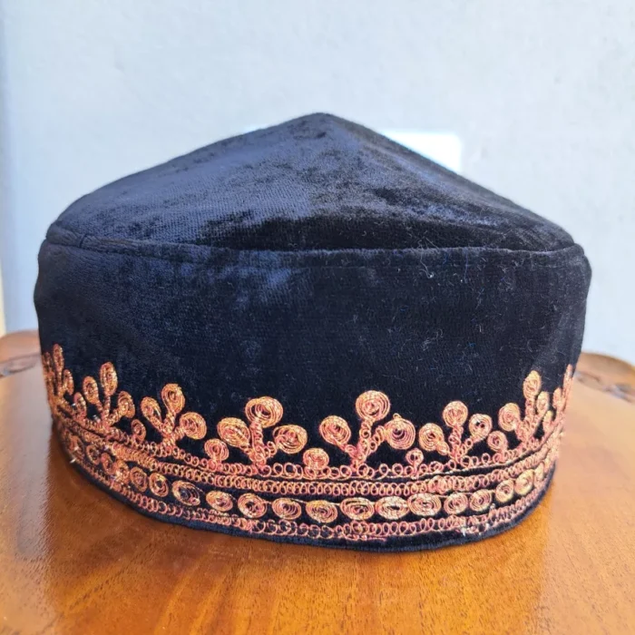 Black Golden Tilla Velvet Cap