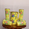 Kashmiri Enamelware Jug with 6 Hand Painted Steel Glass