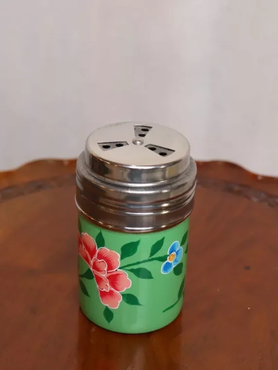 Green Kashmiri Hand Painted Salt and Paper Sprinkler - Stainless Steel