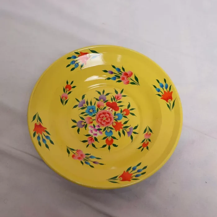 Hand Painted Kashmiri Enamelware Plate - Stainless Steel