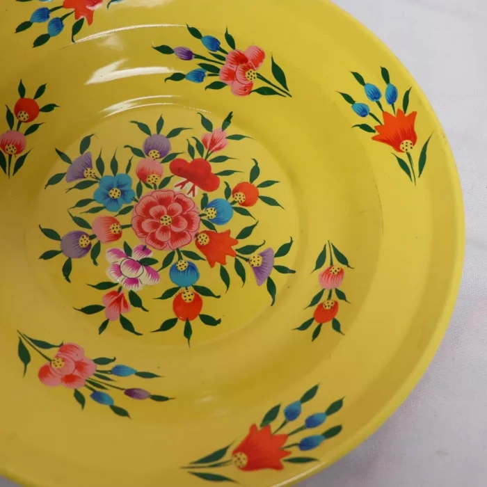 Hand Painted Kashmiri Enamelware Plate - Stainless Steel - Image 2