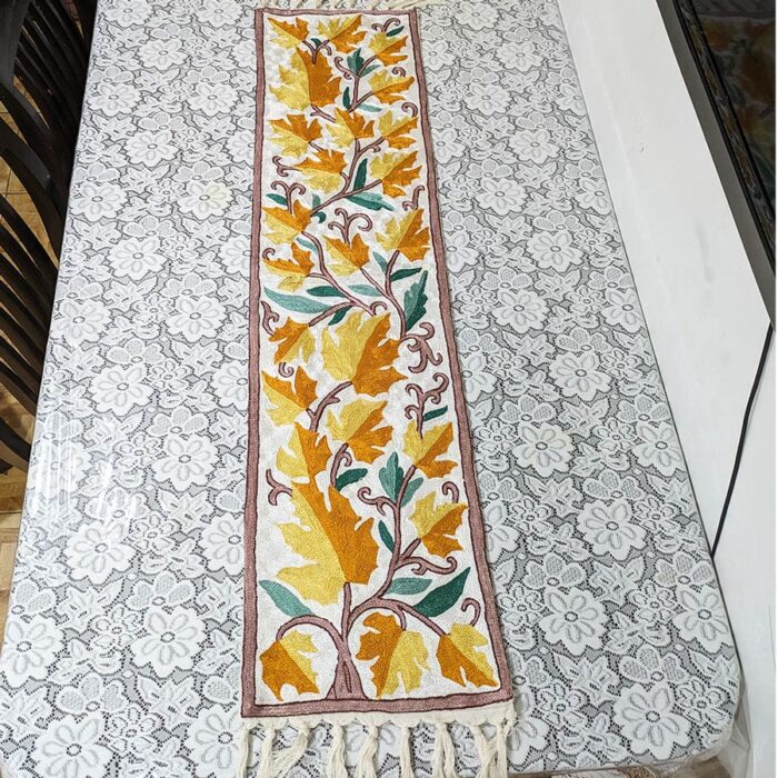 Naseem Bagh Chainstitch Silk Handmade Runner 4×1ft