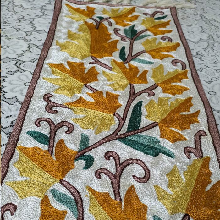 Naseem Bagh Chainstitch Silk Handmade Runner 4×1ft - Image 2