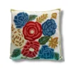 Floral Bliss: Pair of Hand-Embroidered Crewel Cushion Cover (16x16)
