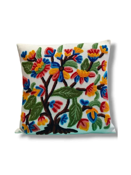 Tree of Life Hand Embroidered Crewel 16×16 Cushion Cover - Set of 2