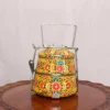 Hand Painted Stainless Steel Lunch Box- Yellow Kashmiri Enamelware