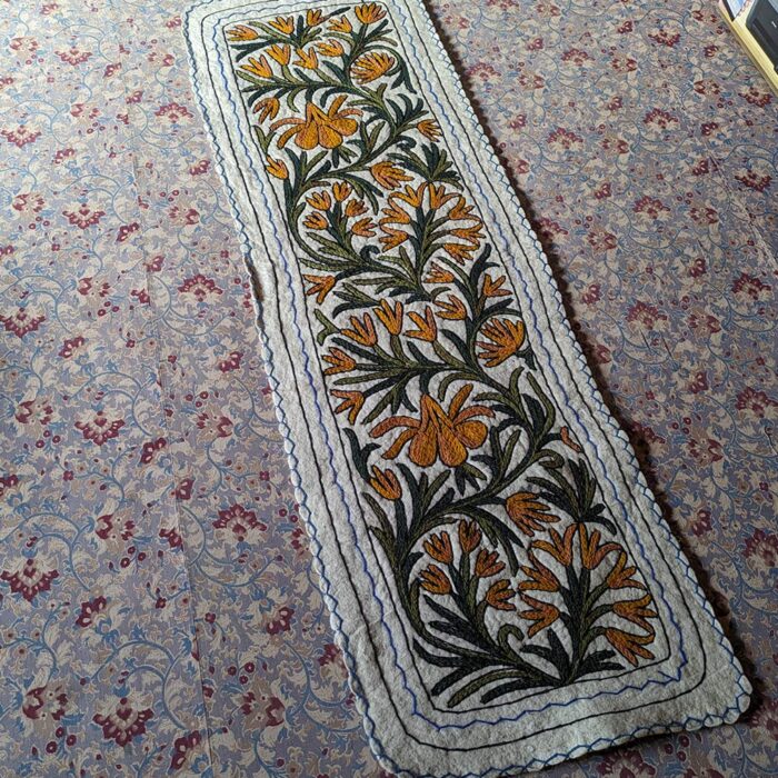 Shalimar Runner Rug Namda Handmade Aari Embroidered Wool 6x2