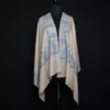 Natural Toosha Pure Pashmina Bluish Sozni Hand Work Stole