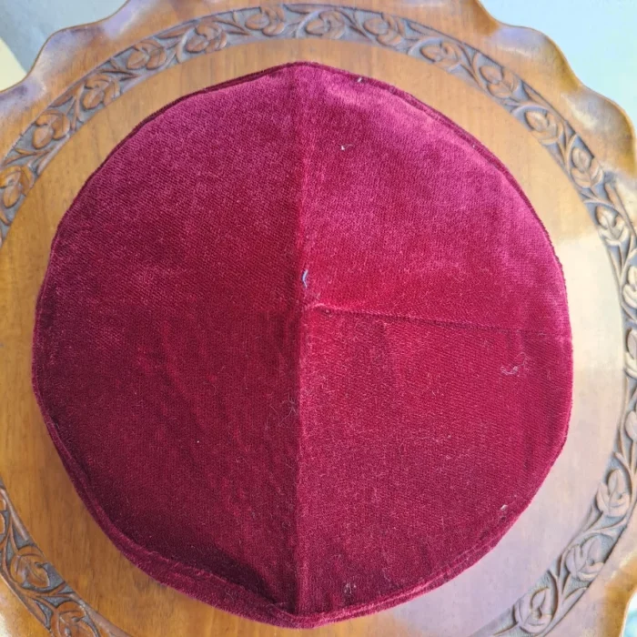 Maroon Silver Tilla Velvet Cap - Image 3