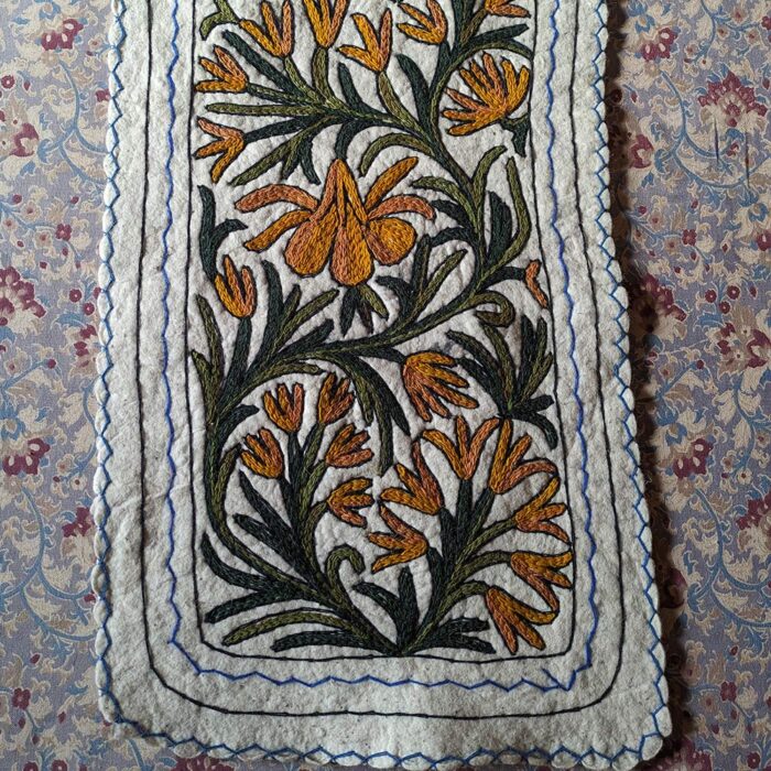 Shalimar Runner Rug Namda Handmade Aari Embroidered Wool 6x2 - Image 3
