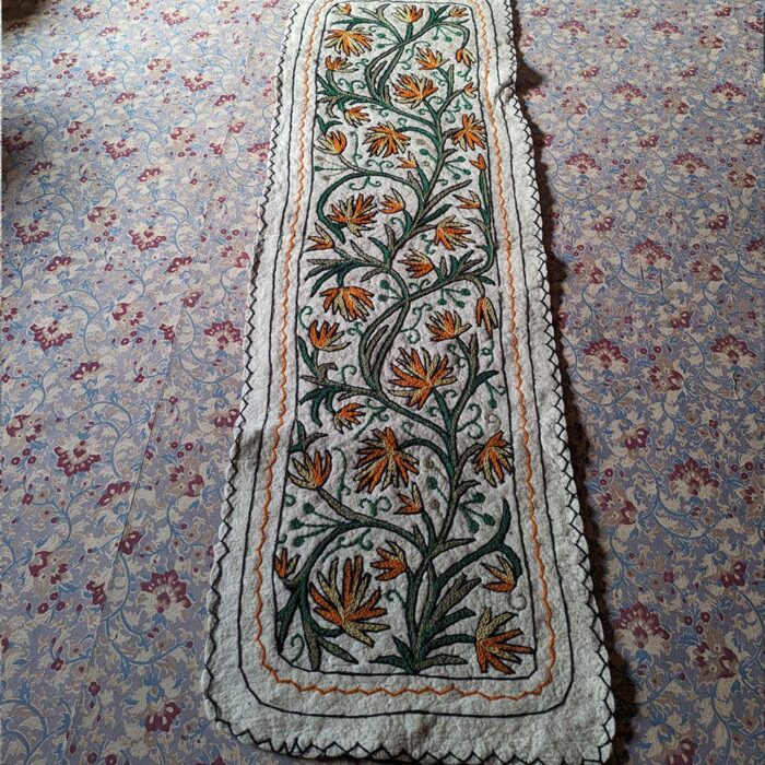 Nishat Runner Rug Namda Handmade Aari Embroidered Wool 6x2