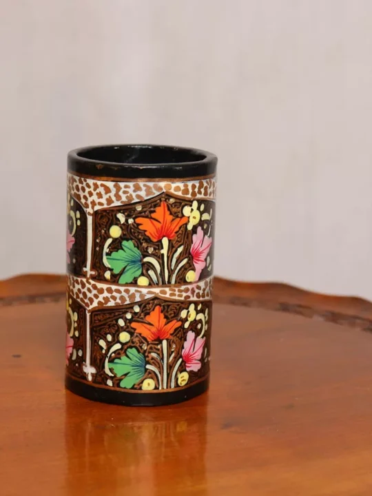 Floral Paper Mache Pen/Brush Holder