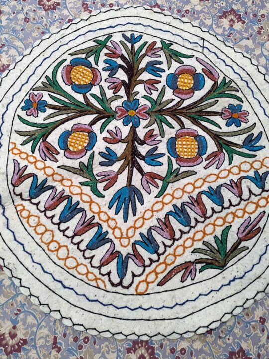 Naseem Bagh Handmade Aari Embroidered Wool Namda 3FT
