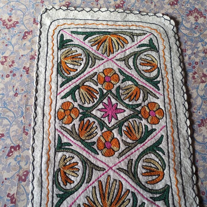 Chashma Shahi Runner Rug Namda Handmade Aari Embroidered Wool 6x2 - Image 2