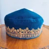 Sea Green Golden Tilla Velvet Cap