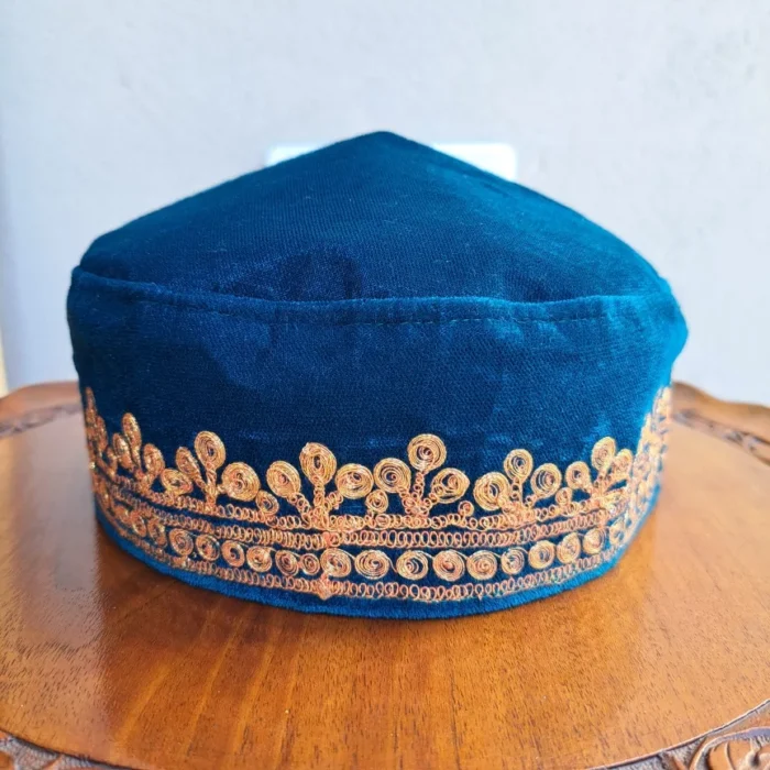 Sea Green Golden Tilla Velvet Cap