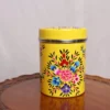 Yellow Kashmiri Hand Painted Stainless Canister