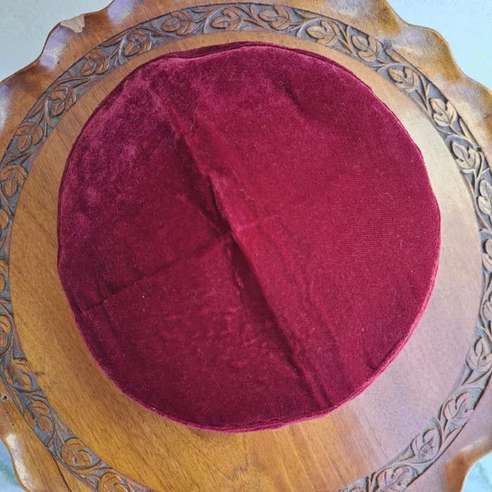 Maroon Golden Tilla Velvet Cap - Image 2