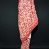 White and Red Saeem Badami Georgette Kashmiri Saree With Heavy Aari Embroidery