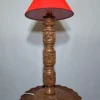 Walnut Wood Table Lamp With Hand Carved Chinar Design – H18