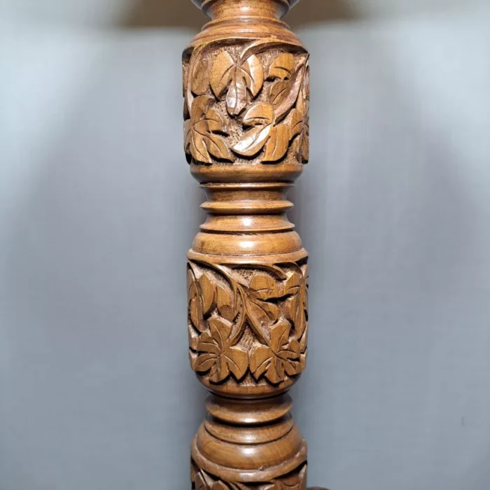 Walnut Wood Table Lamp With Hand Carved Chinar Design – H18 - Image 2