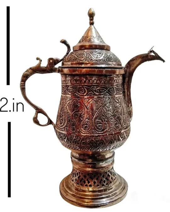 Kashmiri Copper Samavar - Handmade- 6 Cup Tea Kettle (Kahwa, Noon Chai)
