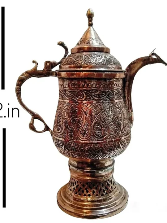 Kashmiri Copper Samavar - Handmade- 6 Cup Tea Kettle (Kahwa, Noon Chai)