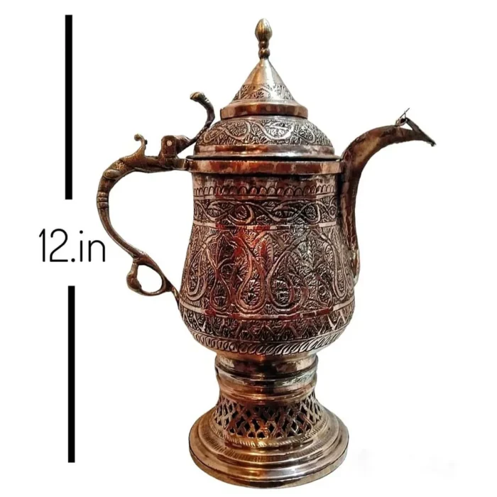 Kashmiri Copper Samavar - Handmade- 6 Cup Tea Kettle (Kahwa, Noon Chai)