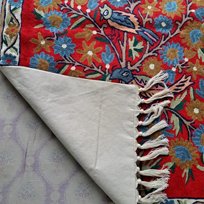 Wazul Posh Tree of Life Kashmiri Handmade Chainstitch Wall Hanging - Image 3
