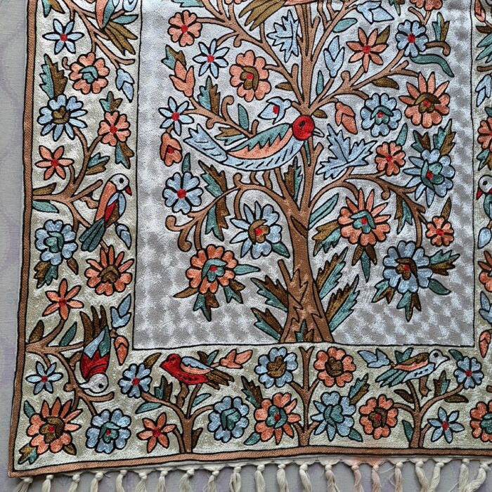 Noor Tree of Life Kashmiri Handmade Chainstitch Wall Hanging - Image 3