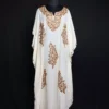Faint Yellow Traditional Kaftan with Aari Embroidery