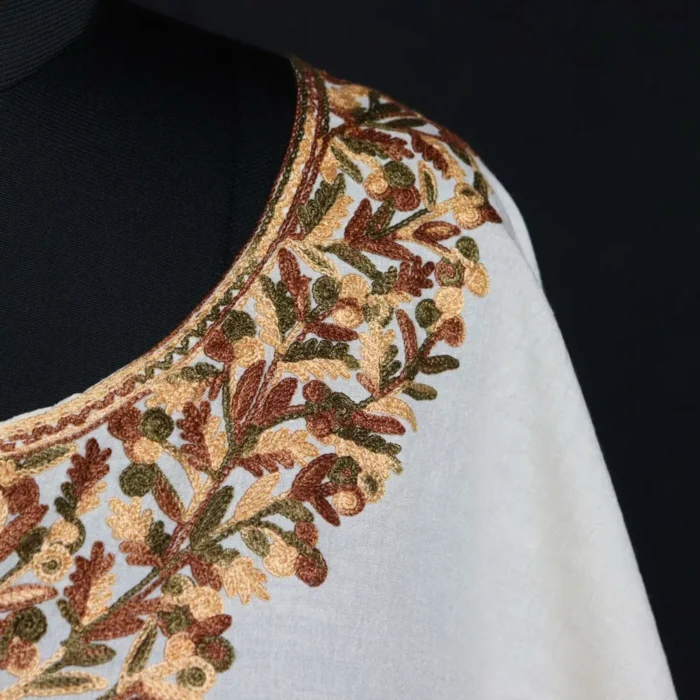 Faint Yellow Traditional Kaftan with Aari Embroidery - Image 3