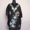 Black Aabi Short Kashmiri Kaftan – Aari Embroidered Crush Cotton