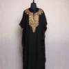Black Kashmiri Kaftan – Aari Embroidered Crush Cotton L58