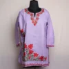 Lavender Floral Short Ruby Cotton Kurta with Aari Embroidery