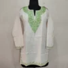 Off-White Short Ruby Cotton Kurta with Aari Embroidery