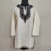 White Black Short Ruby Cotton Kurta with Black Aari Embroidery (B44)