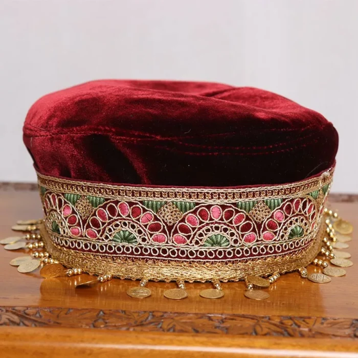 Maroon Kashmiri Bridal Cap