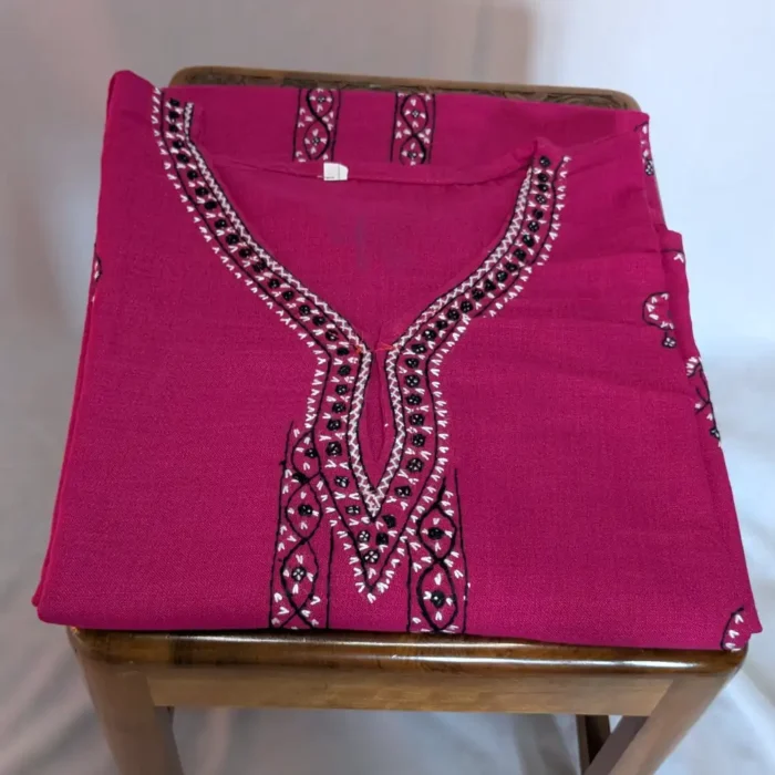 Magenta Pink Kastoori Ruby Cotton Kurta with Sozni Handwork 46