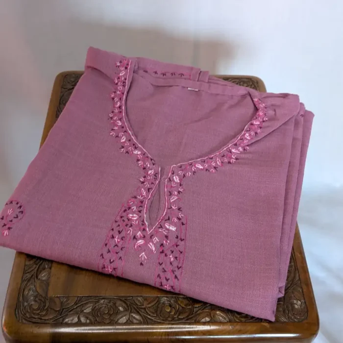 Purple Barbara Kashmiri Sozni Handwork Cotton Kurta