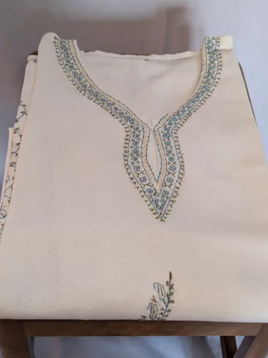 Off-White Sozni Handwork Ruby Cotton Kurta