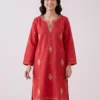 Red Kashmiri Cotton Kurta with Sozni Handwork