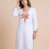 White Rayon Cotton Kurti with Tilla Embroidery