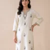 Light Yellow Summer Cool Cotton Kurta with Sozni Handwork