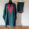 Bottle Green Ahana Kashmiri Kaftan Set with Aari Embroidery