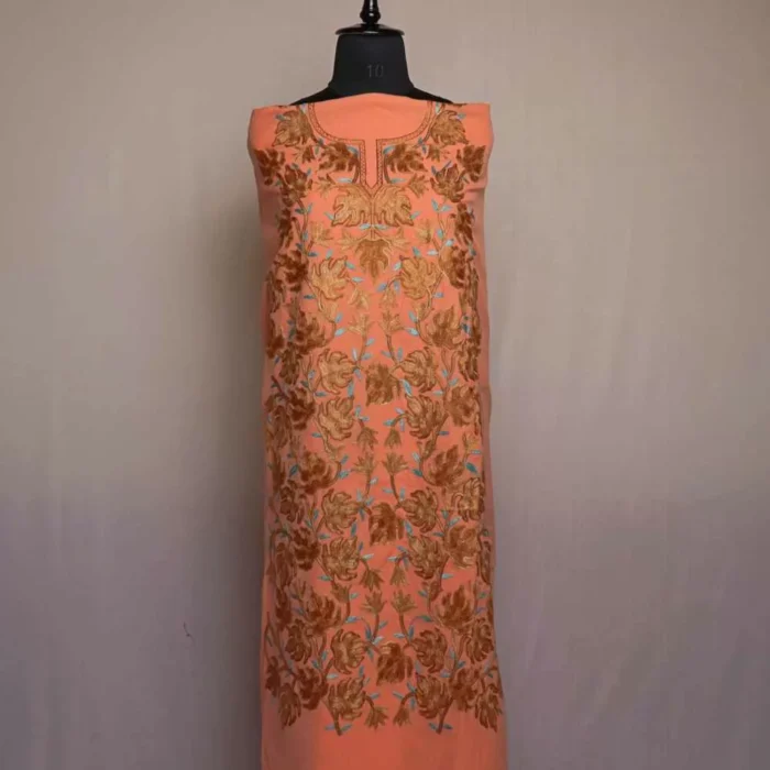 Peach Gousia 2PC Chinari All over Kashmiri Aari Embroidery Cotton Suit