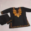Black Chinari Ayat Kashmiri Embroidery Girl Summer Kurta With Trousers (2-3 y)
