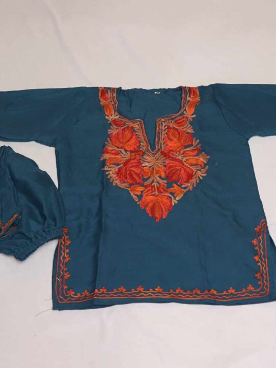 Blue Ayat Kashmiri Embroidery Girl Summer Kurta With Trousers (2-3y)