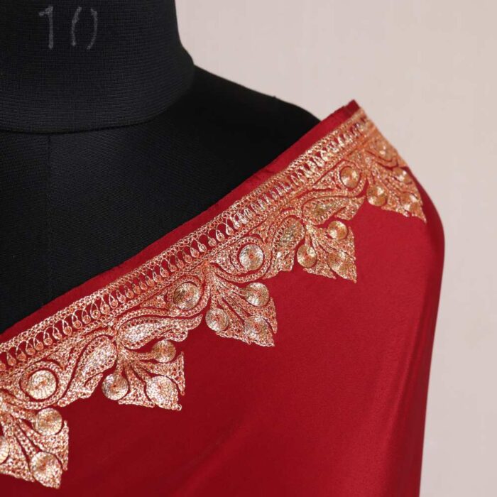 Maroon Mehjabeen Crepe Tilla Saree - Image 3