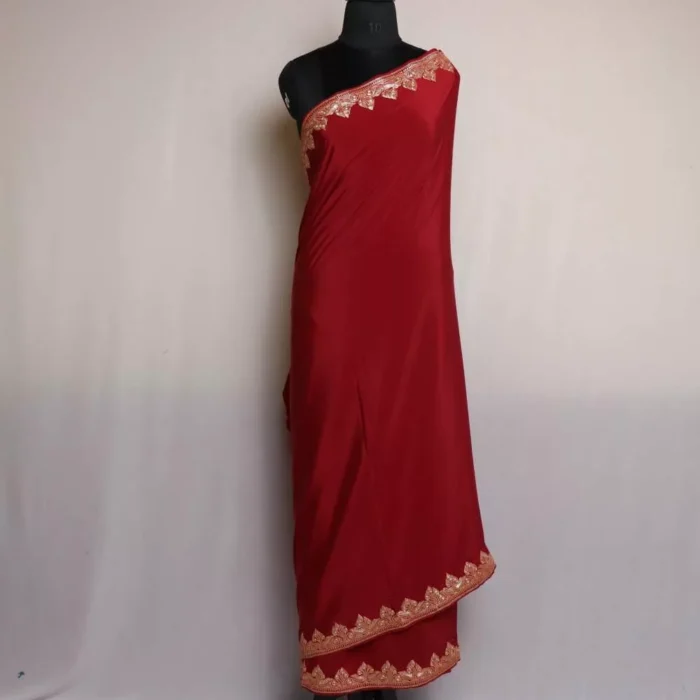 Maroon Mehjabeen Crepe Tilla Saree